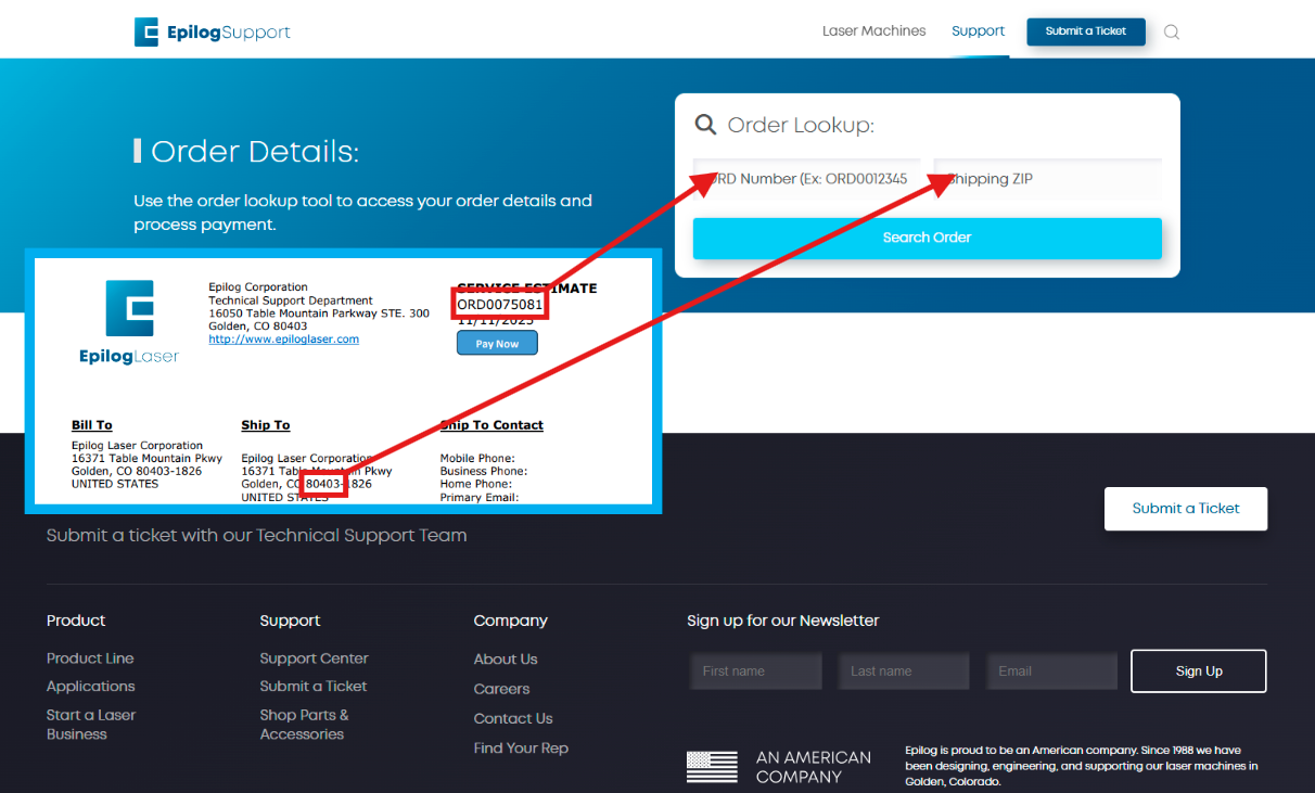 Order Lookup field example