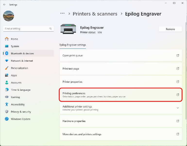 Printing Preferences