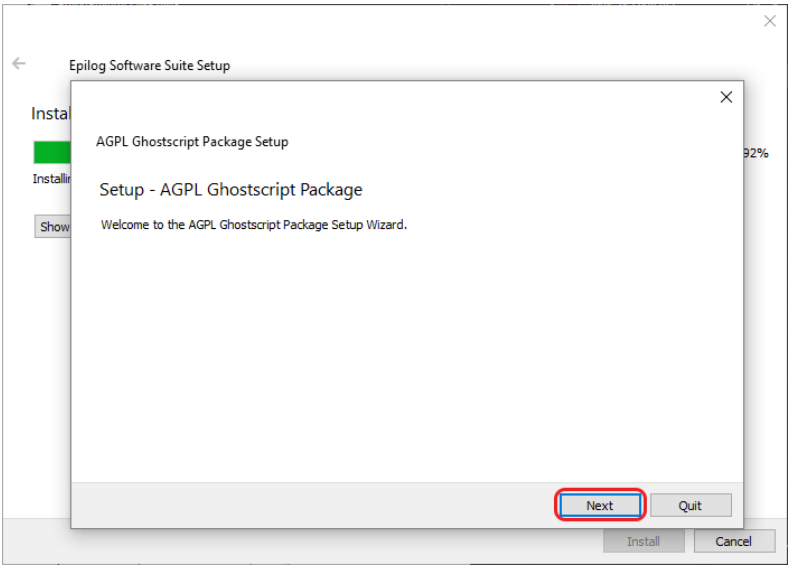 Ghostscript package popup