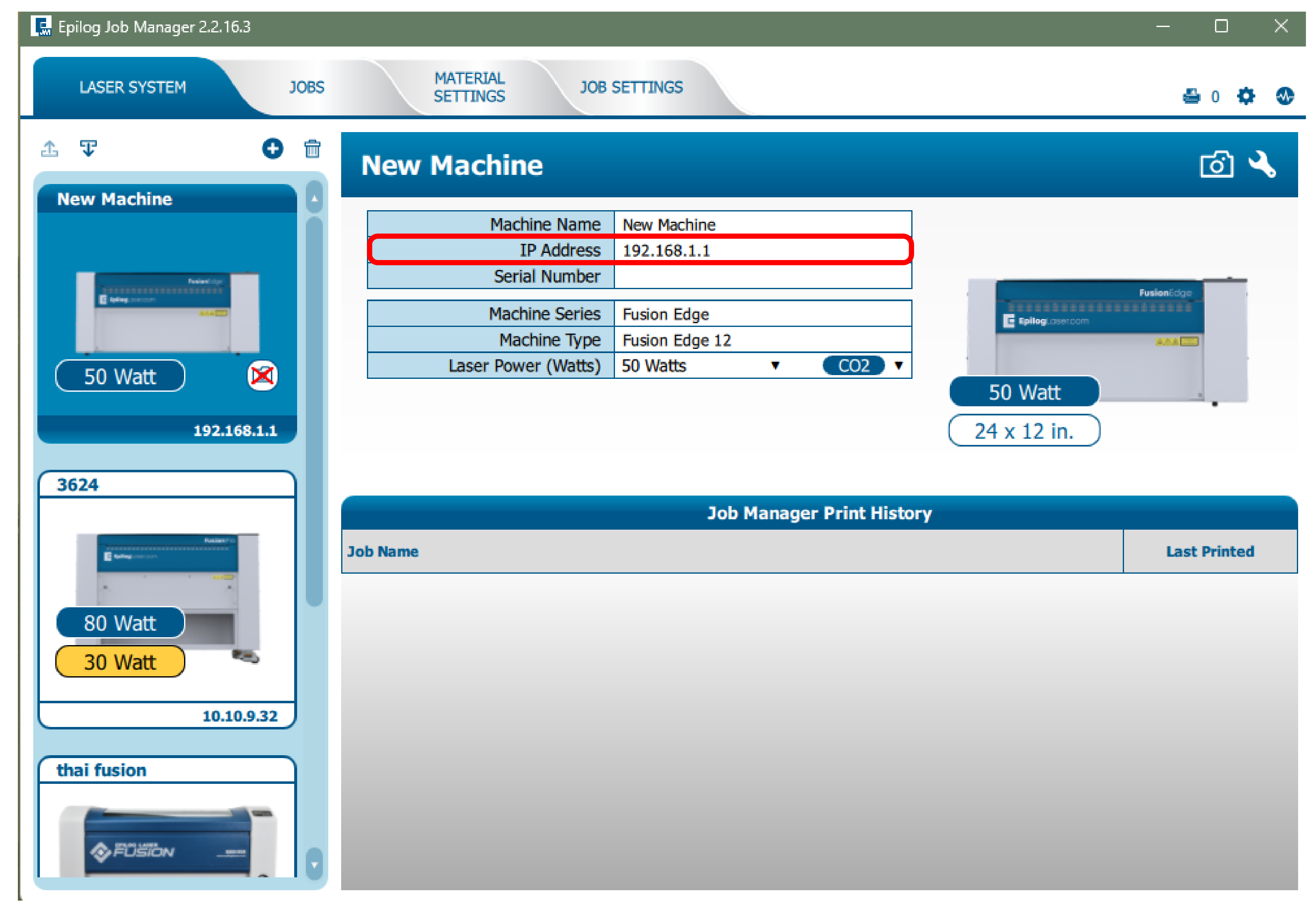 Software Suite IP Address Entry