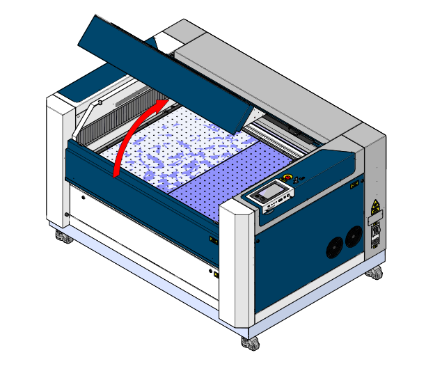 Top door fully opened for access to interlock components.