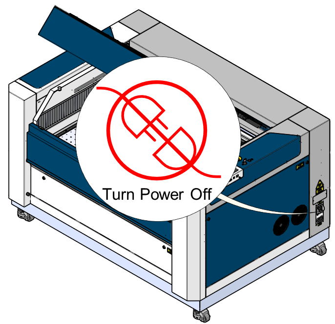 Machine powered off before performing adjustments.