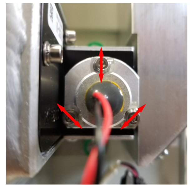 Red dot diode adjustment screws